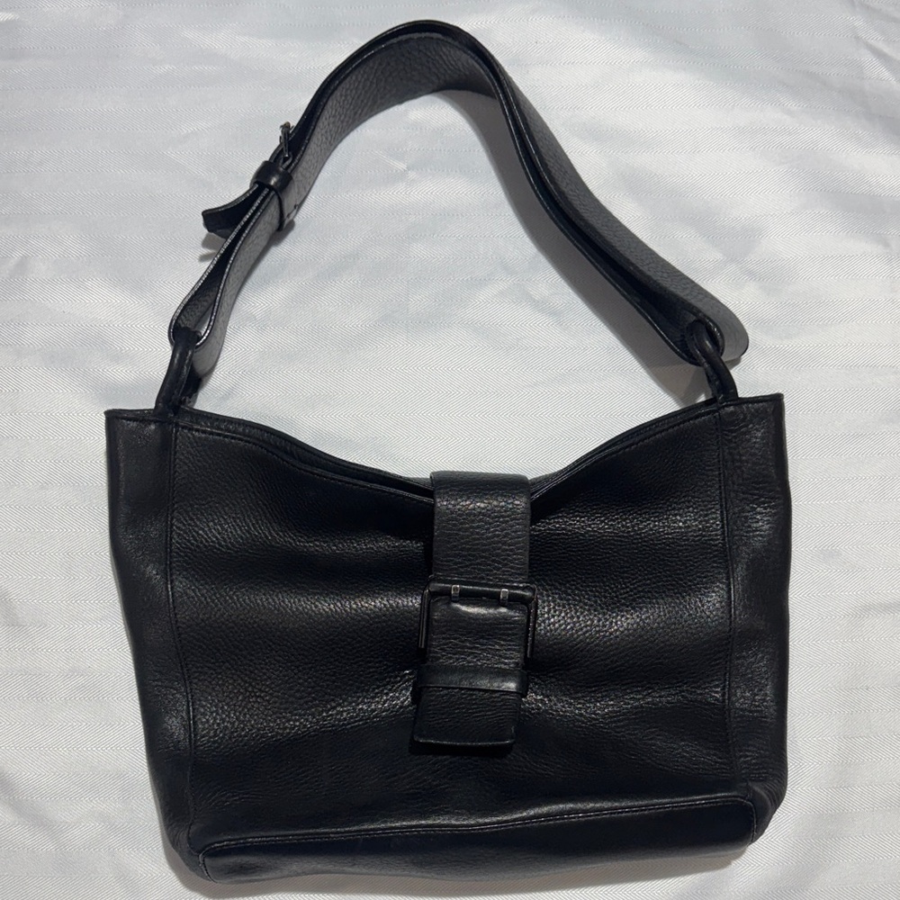 Via Spiga Black Pebbled Leather Shoulder Bag